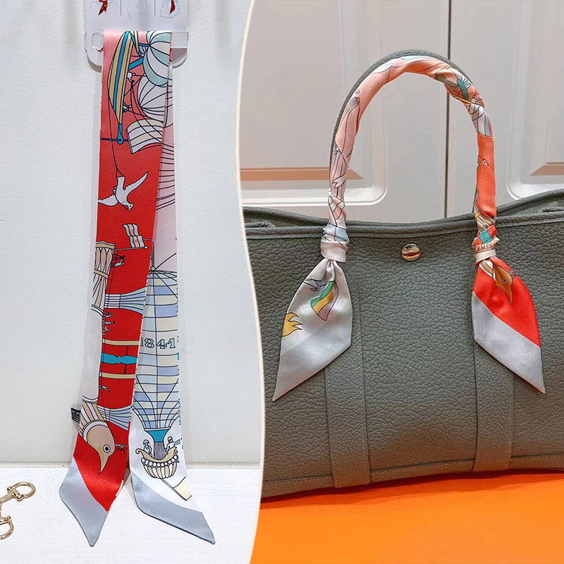 Fashion Printed Ribbon Tie Bag Handle Scarf