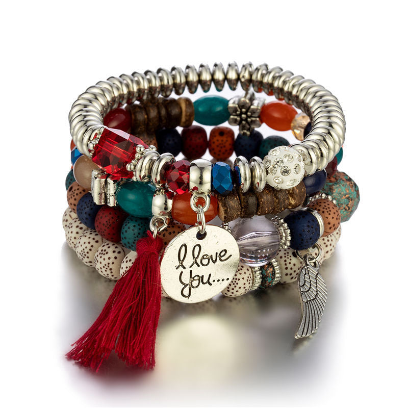 Bohemian Style Multi-Layer Wooden Beaded Bracelet