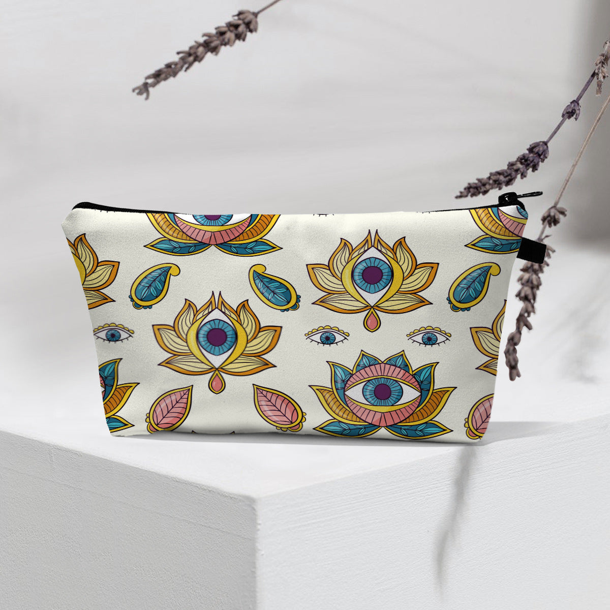 Bolsa de cosméticos portátil con diseño de mal de ojo para mujer