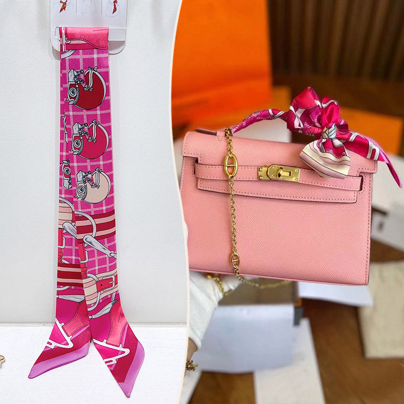 Bufanda con asa para bolso con lazo estampado de moda