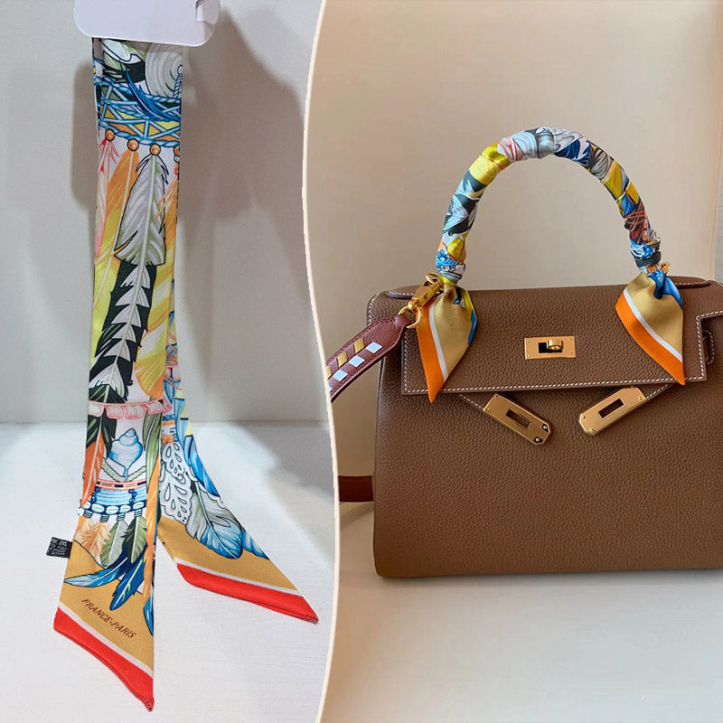Fashion Printed Ribbon Tie Bag Handle Scarf