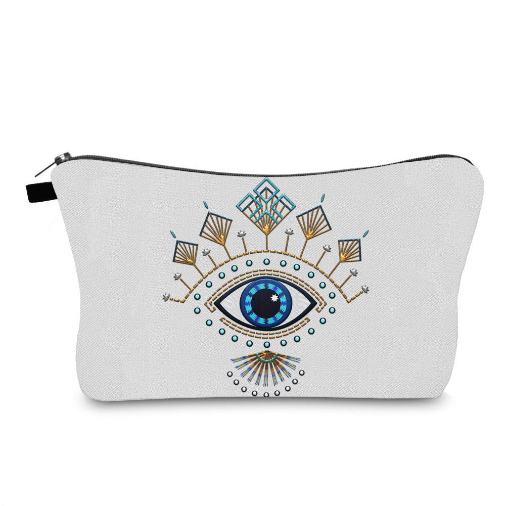 Bolsa de cosméticos portátil con diseño de mal de ojo para mujer