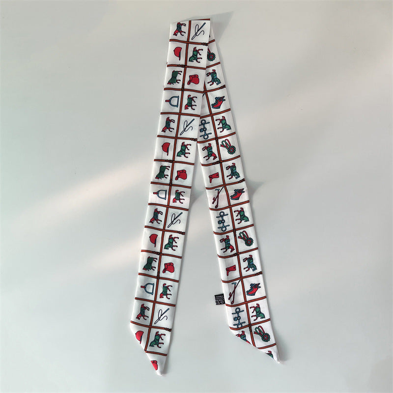 Fashion Printed Ribbon Tie Bag Handle Scarf