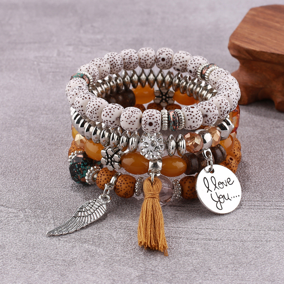 Bohemian Style Multi-Layer Wooden Beaded Bracelet
