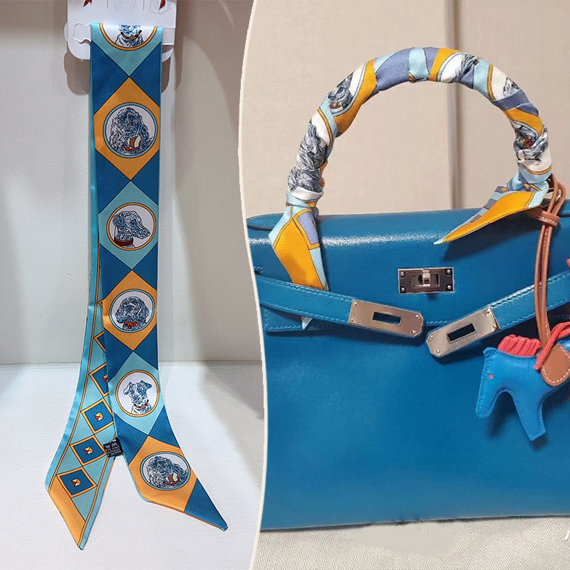 Bufanda con asa para bolso con lazo estampado de moda