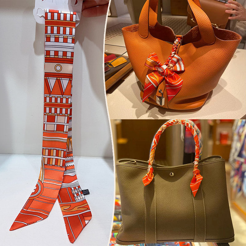 Bufanda con asa para bolso con lazo estampado de moda