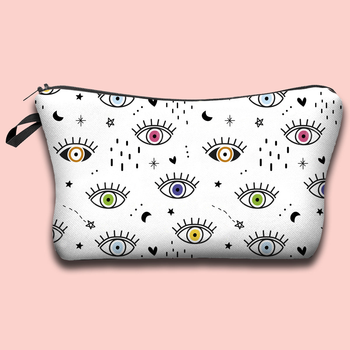 Bolsa de cosméticos portátil con diseño de mal de ojo para mujer