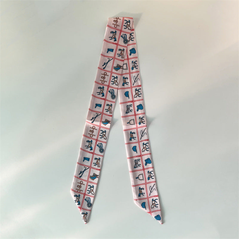 Fashion Printed Ribbon Tie Bag Handle Scarf