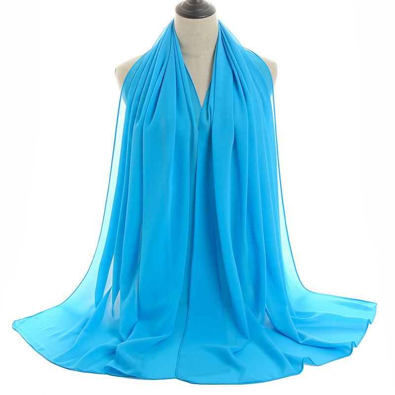 Bufanda de gasa con burbujas de color liso de verano para mujer