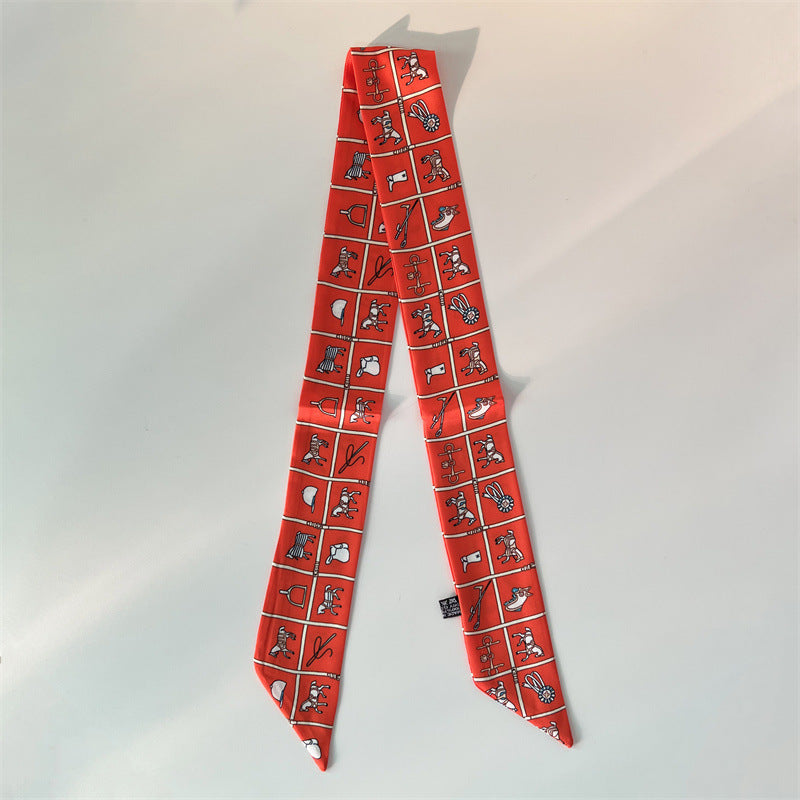 Bufanda con asa para bolso con lazo estampado de moda