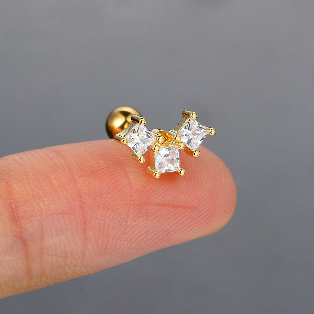 Zircon Butterfly Heart-Shaped Titanium Steel Earring