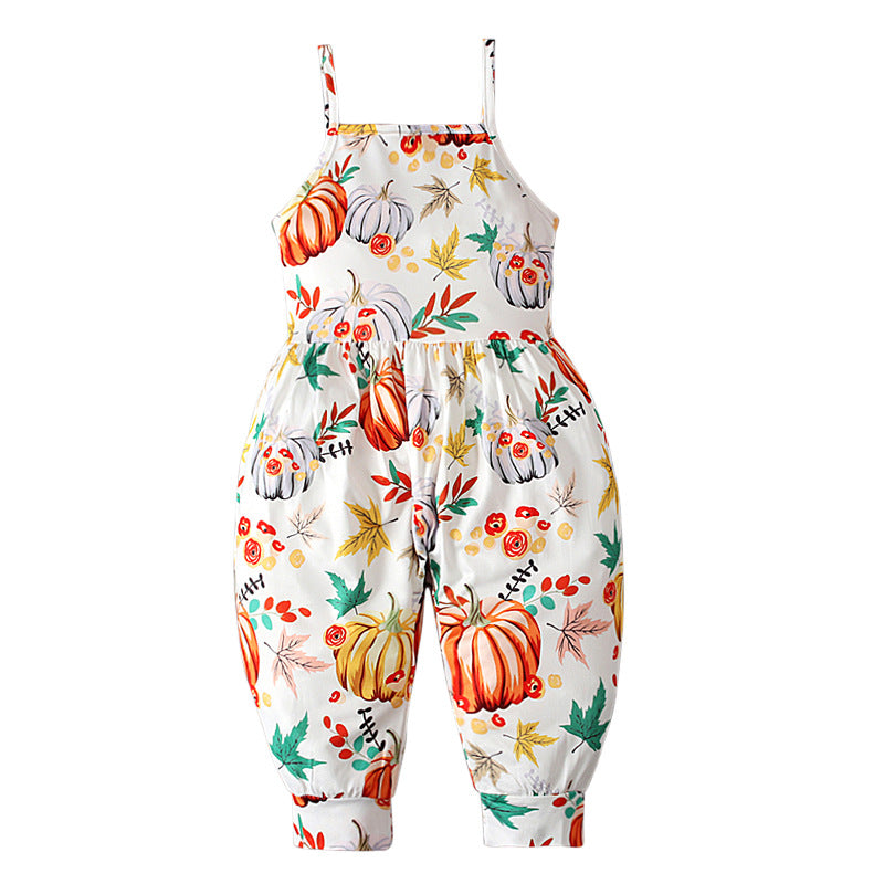 Kids Toddler Girls Boys Summer Casual Pumpkin Jumpsuit