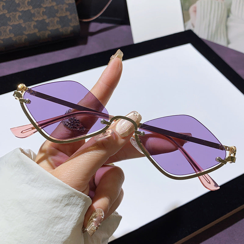 Fashion Half Frame Diamond Sunglasses