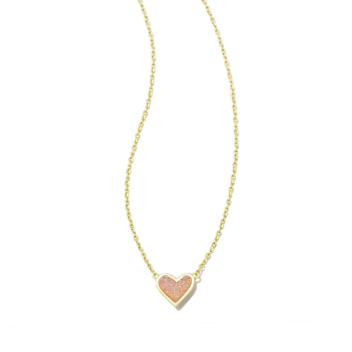 Collar de cobre con piedra natural y corazón sencillo para mujer
