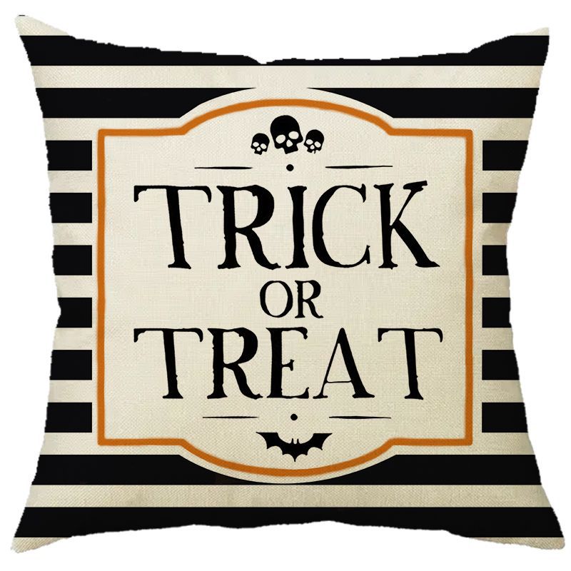 Halloween Pumpkin Skull Print Linen Sofa Cushion Cover