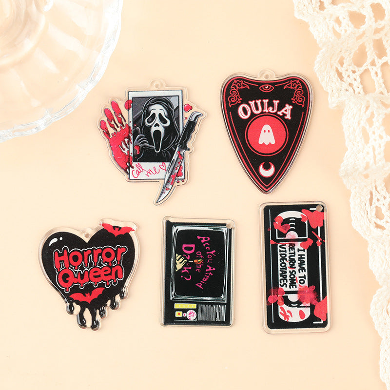 Pendientes de calavera acrílica de doble cara para mujer, de Halloween