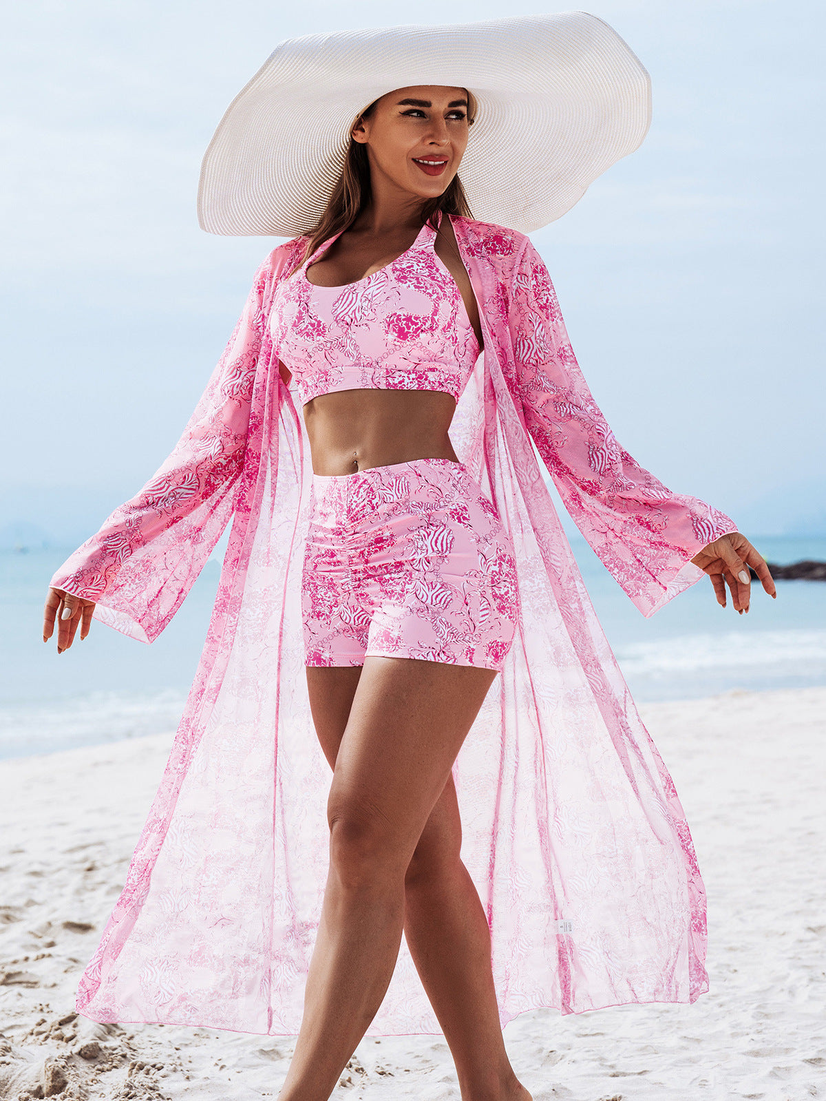Women Fashion Print Swimsuit Three-Piece Set