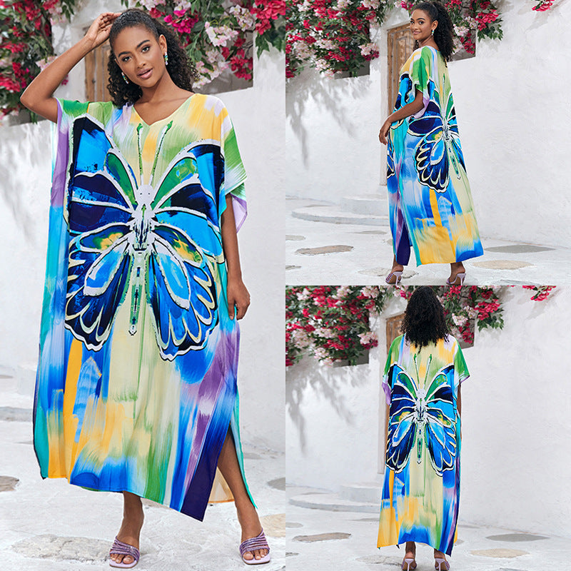 Traje de baño informal con estampado de mariposas para playa y vacaciones para mujer
