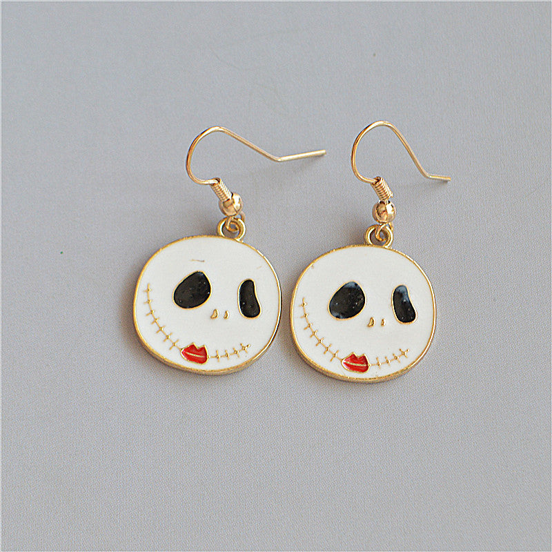 Pendientes de sombrero con forma de calavera, calabaza, gato y fantasma de Halloween para mujer