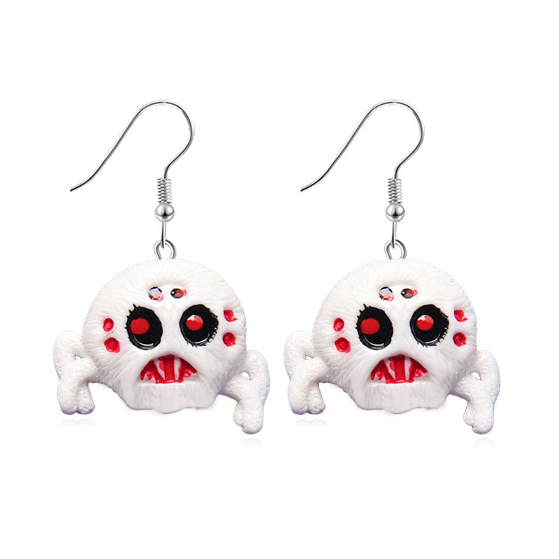 Pendientes de resina con diseño divertido de murciélago, calabaza y fantasma para Halloween para mujer
