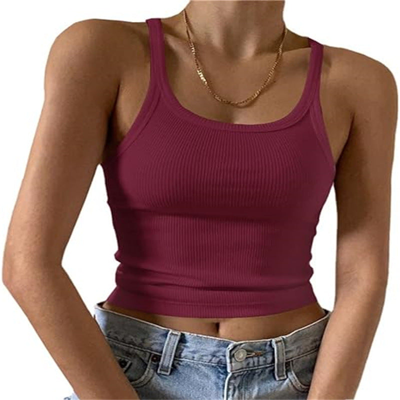 Women Fashion Sexy Solid Color Slim Camisole