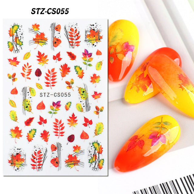 Halloween Skull Autumn Maple Leaf Pumpkin Ghost Nail Stickers