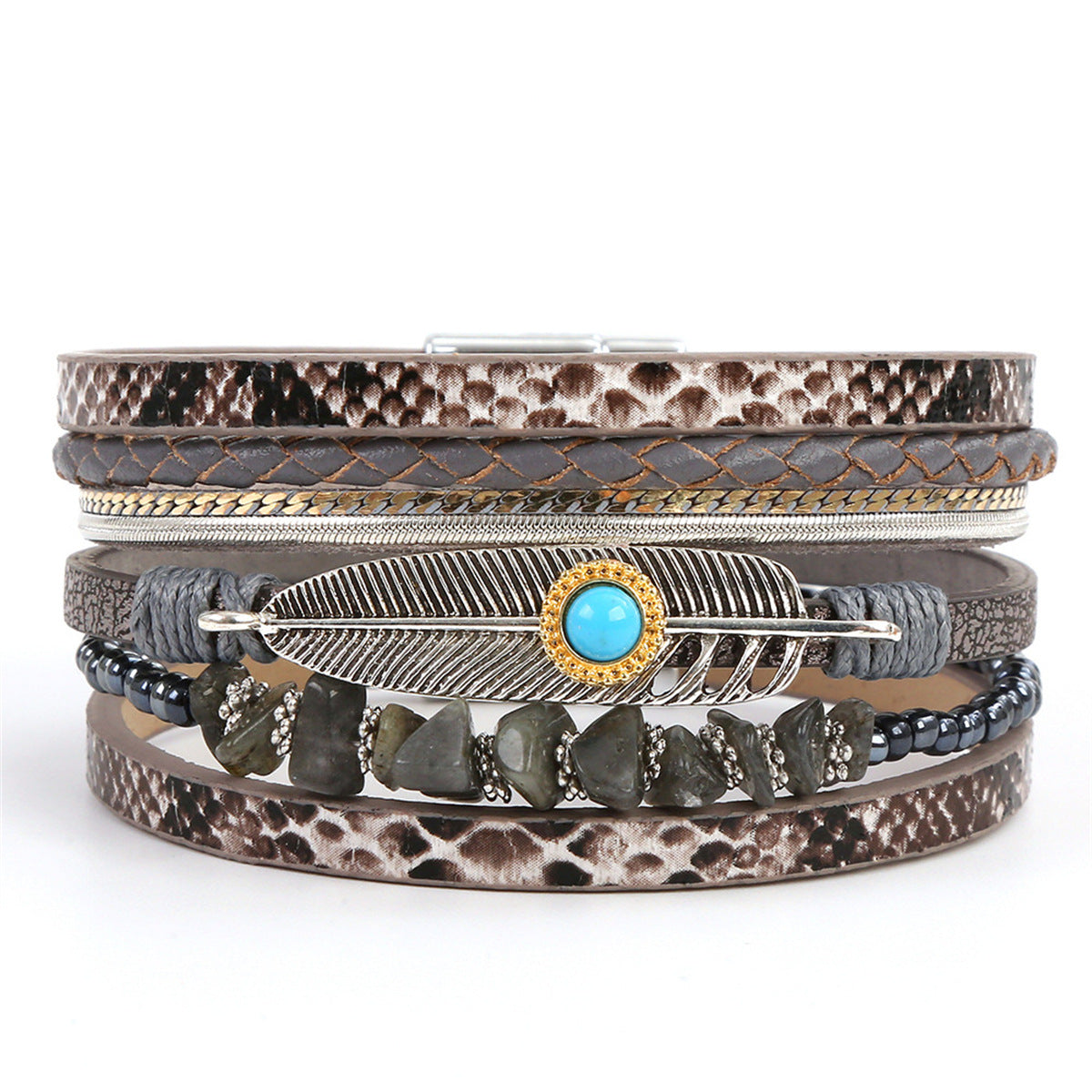 Pulsera con hebilla magnética de turquesa bohemia