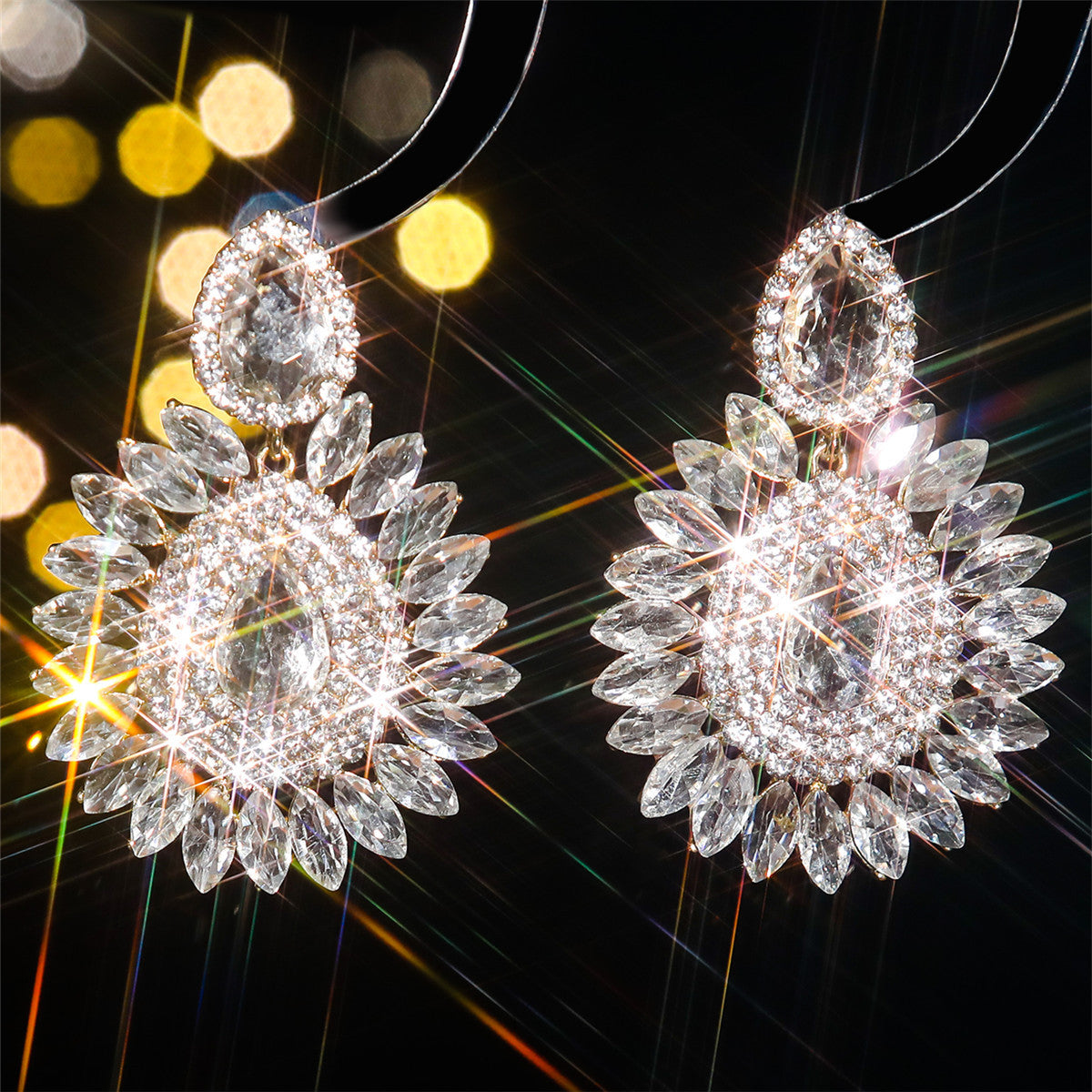 Boucles d'oreilles à strass multicolores exagérées pour femmes