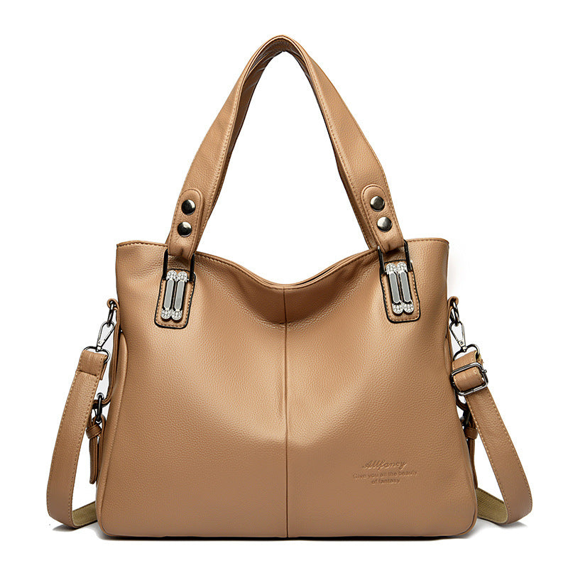 Sac à main en PU de grande capacité, décontracté et tendance, couleur unie, pour femmes