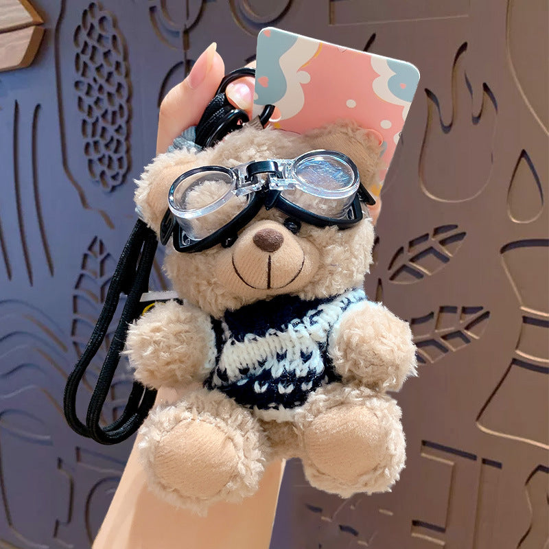 Cartoon Plush Bear Keychain with Colorful Sweater Styles