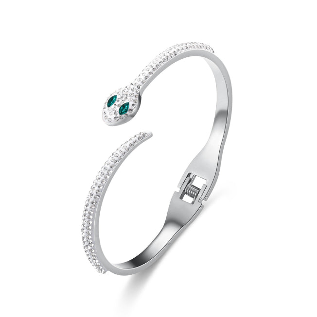 Pulsera de serpiente con circonitas cúbicas sencillas a la moda para mujer