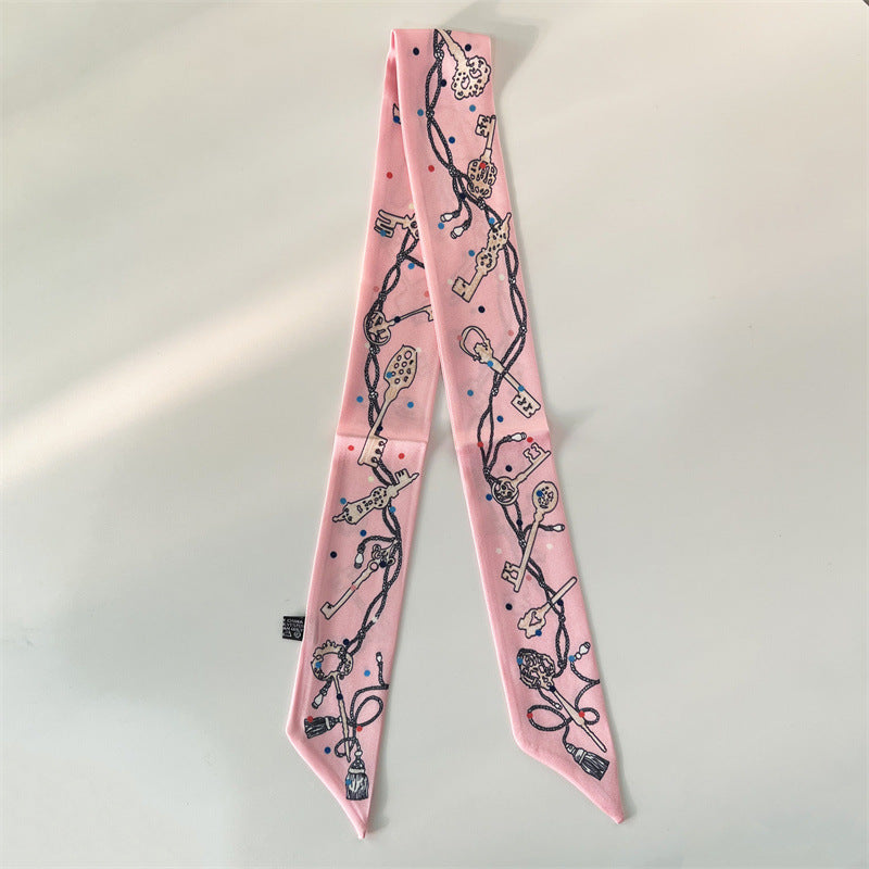 Bufanda con asa para bolso con lazo estampado de moda