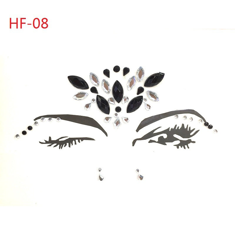 Autocollant décoratif en résine et strass pour visage de carnaval d'Halloween