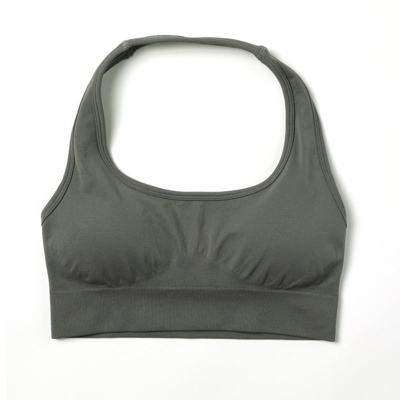 Women Fashion Solid Color Seamless Halter-Neck Bra