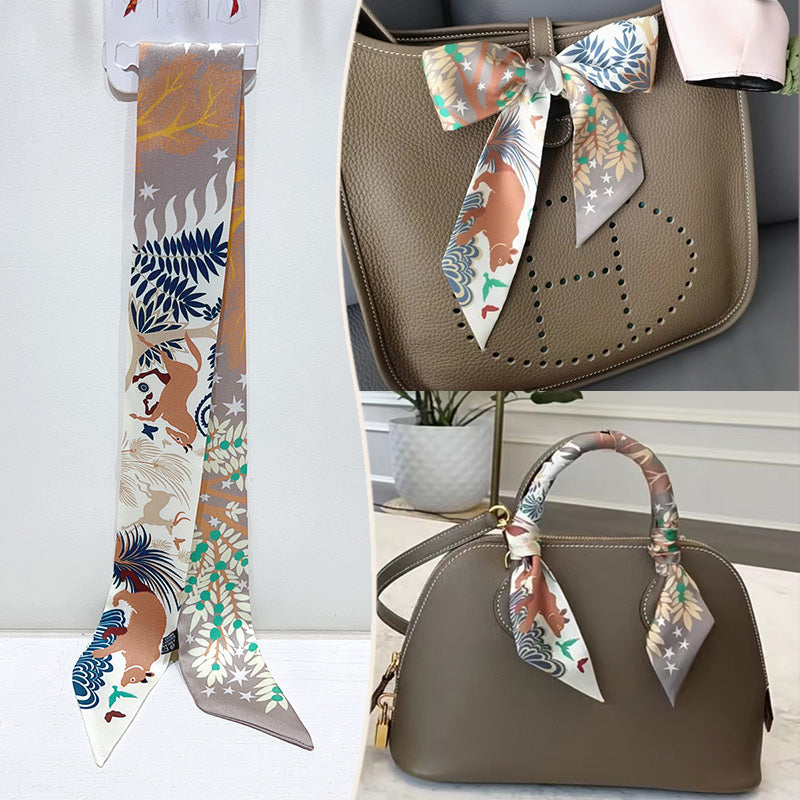 Fashion Printed Ribbon Tie Bag Handle Scarf