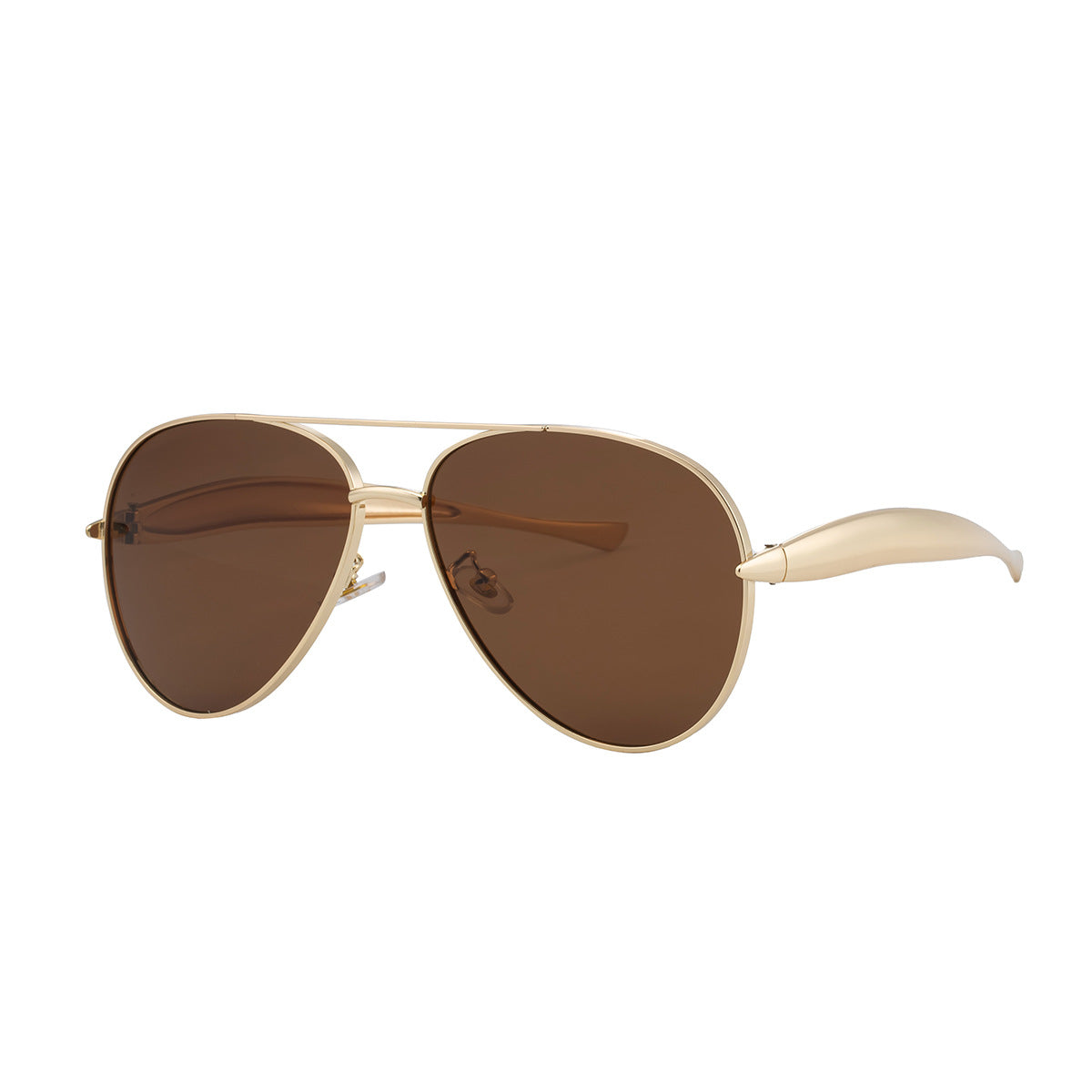 Lunettes de soleil à monture large en métal de couleur unie pour femmes