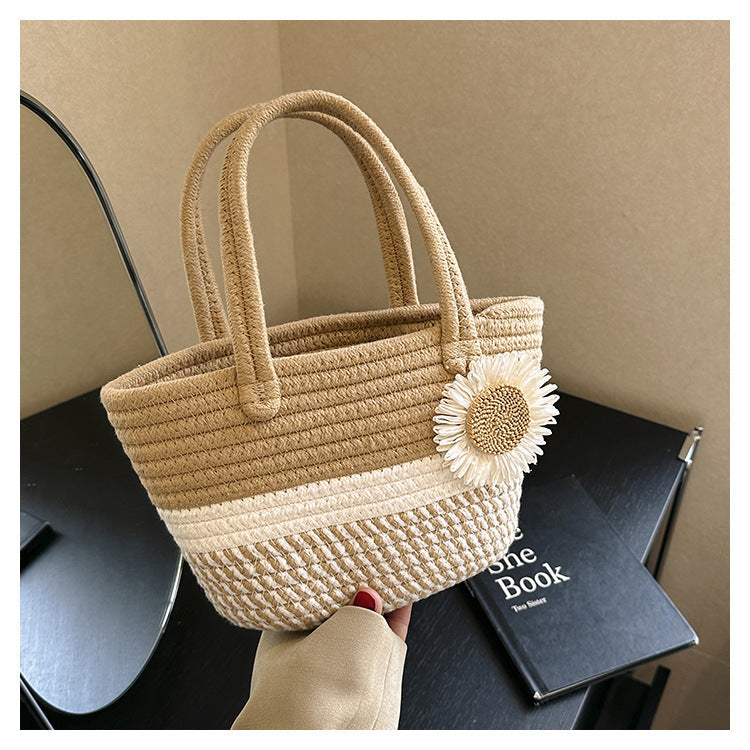 Summer Women Casual Vacation Straw Woven Handbag