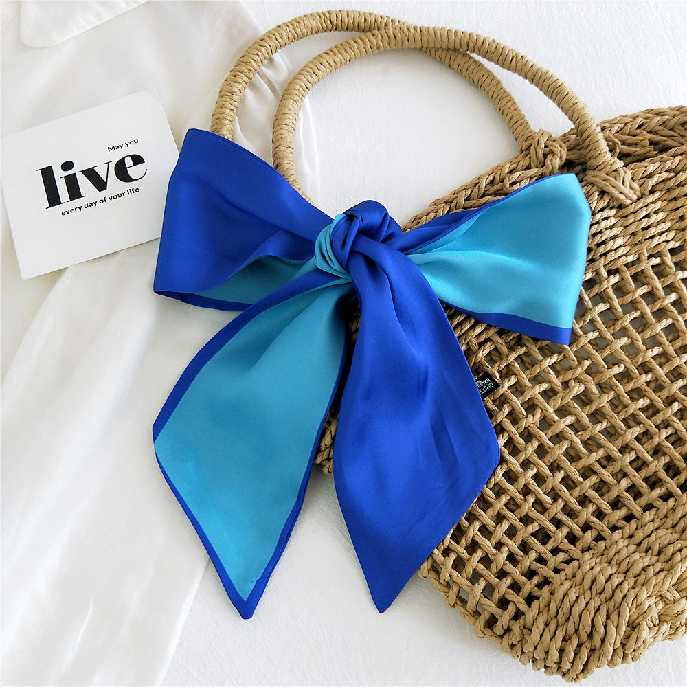 Fashion Double-Sided Two-Color Long Ribbon Tie Bag Handle Scarf
