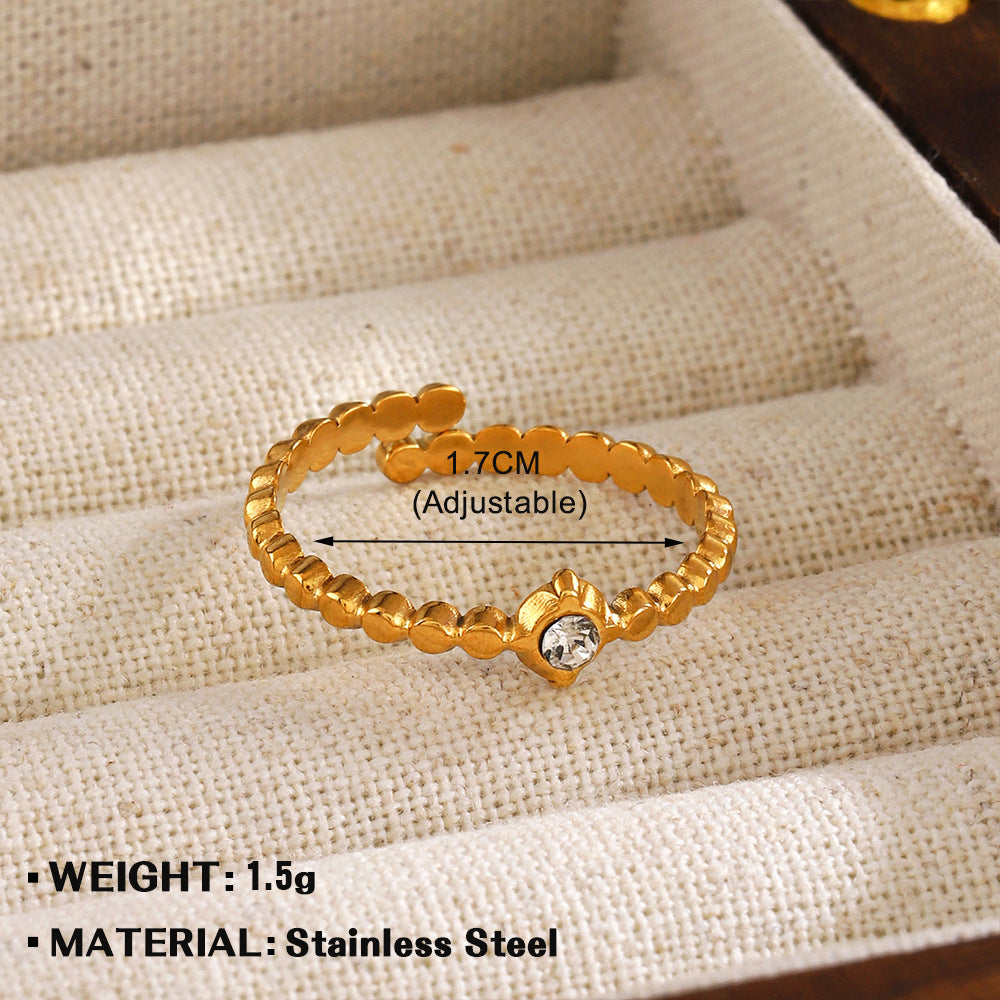 Anillo sencillo con incrustaciones de diamantes de imitación para mujer