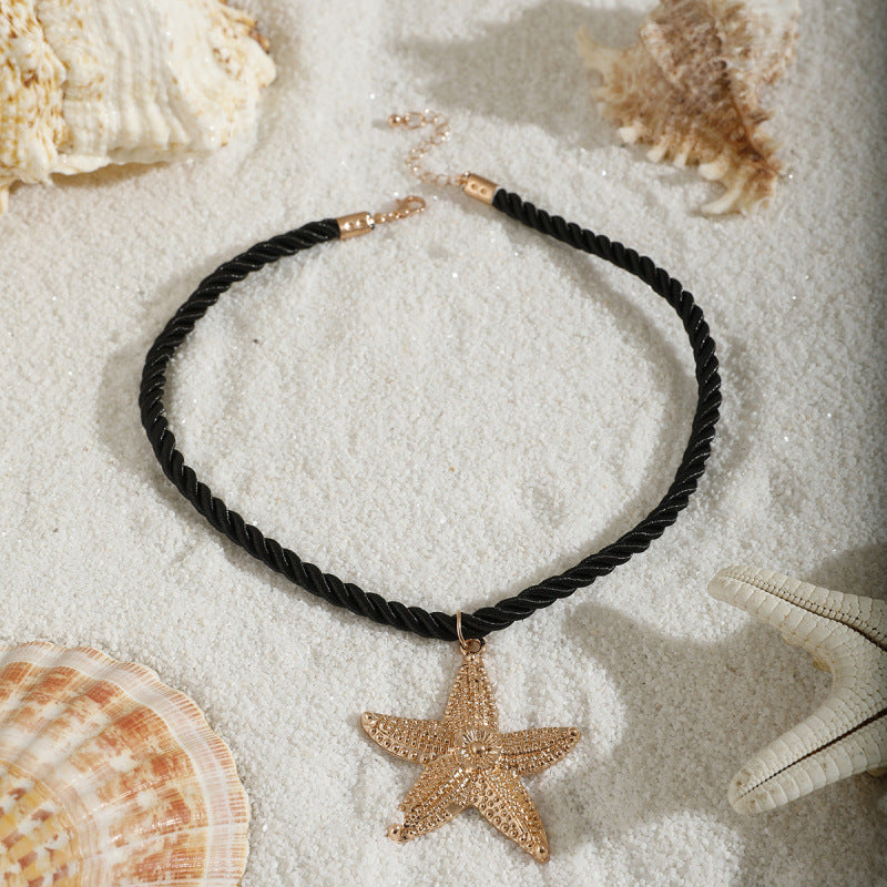 Collar con colgante de estrella de mar de playa con personalidad exagerada