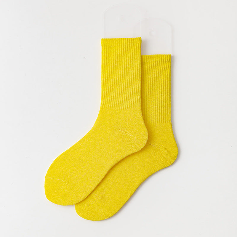 Calcetines casuales de algodón de color sólido para mujer