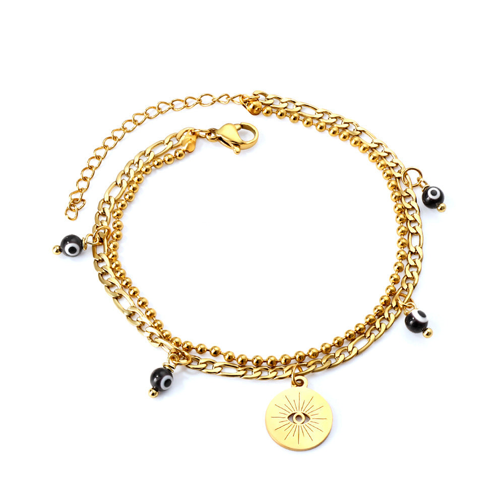 Pulsera electrochapada vintage de mal de ojo para mujer