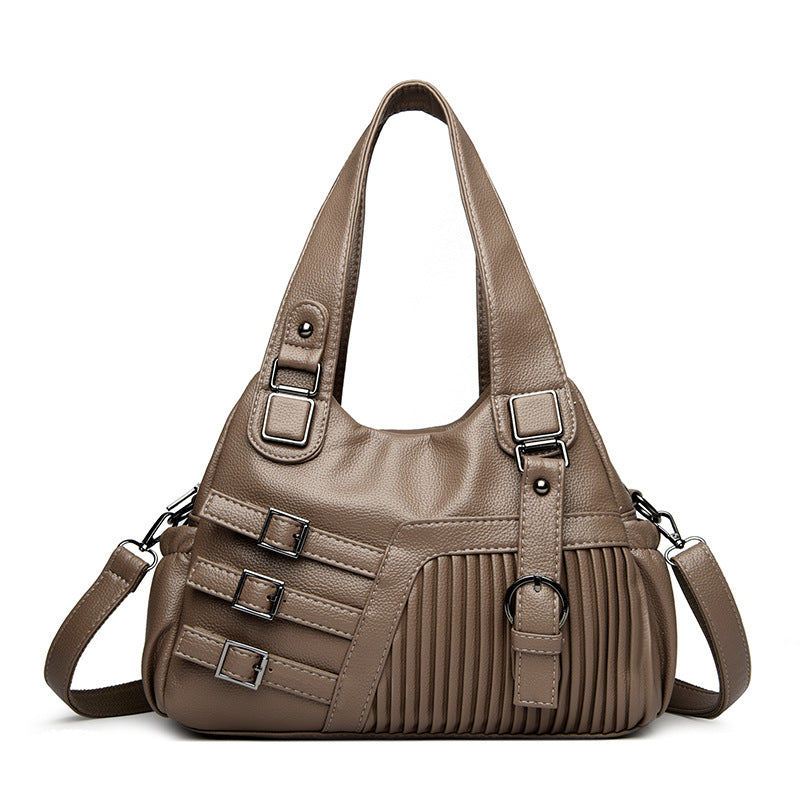 Sac à main en PU de grande capacité, décontracté et tendance, couleur unie, pour femmes