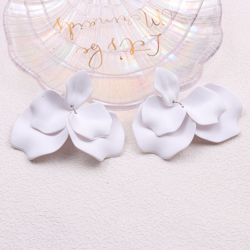 Bohemian Solid Color Petal Tassel Acrylic Earrings