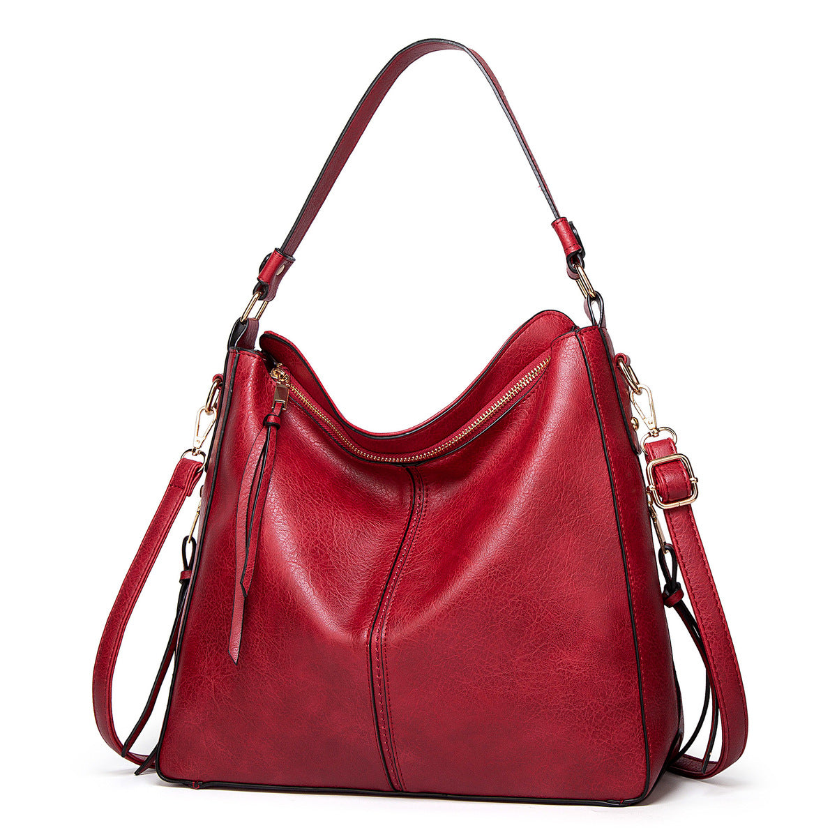 Women Solid Color Portable Large Capacity PU Handbag