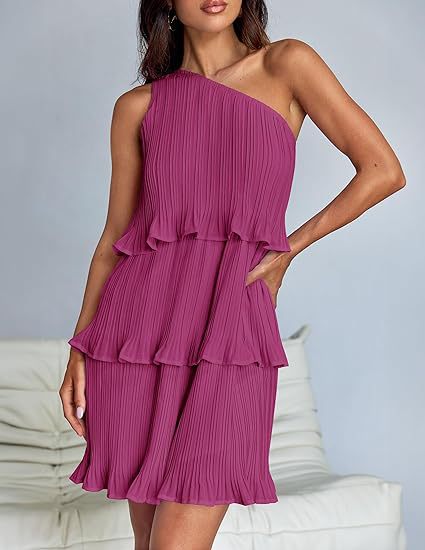 Women Fashion Sexy Solid Color Spliced Ruffled Dress