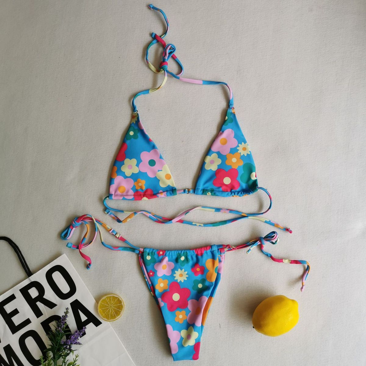 Women Sexy Lace-Up Print Bikini