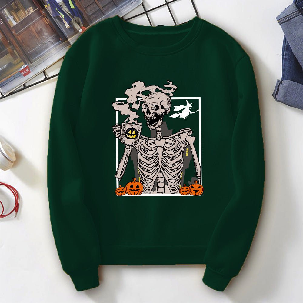 Sudadera con estampado de calavera de Halloween para mujer