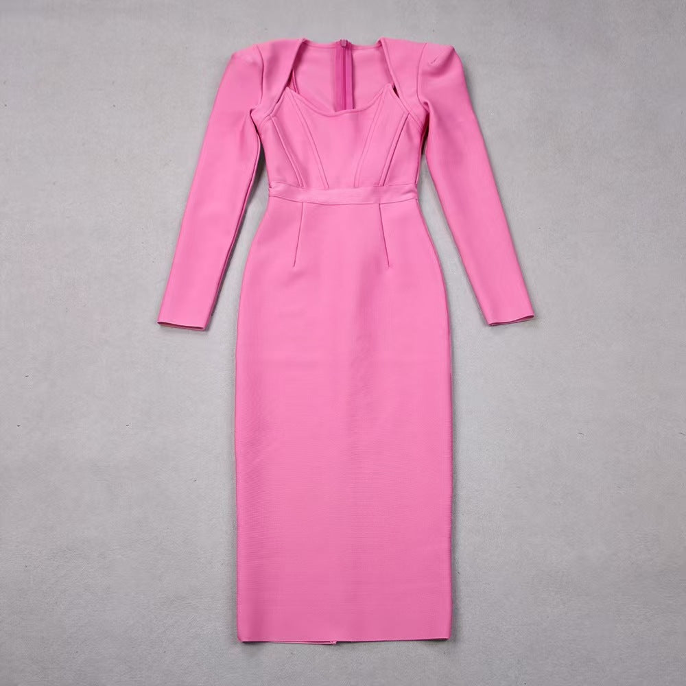 Vestido ajustado de manga larga a la cadera para mujer