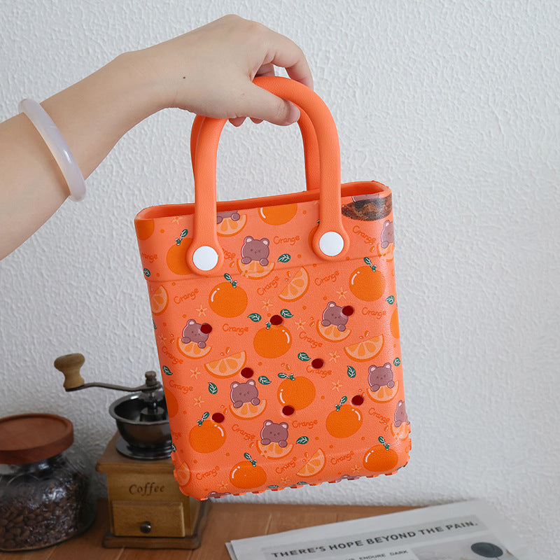 Sac à trou imprimé dessin animé tendance, sac en gelée EVA pour femmes et enfants